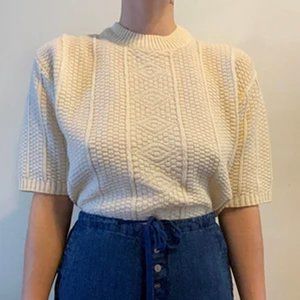 1960’s Shortsleeve Knit Sweater Top - Off White